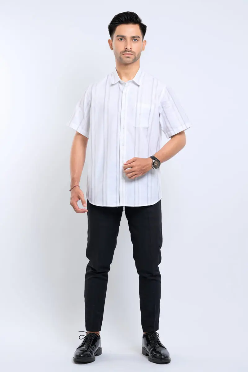 Hassenda Kemeja Pria Pendek Jesse Off-White