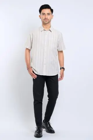 Hassenda Kemeja Pria Pendek Edison Ivory