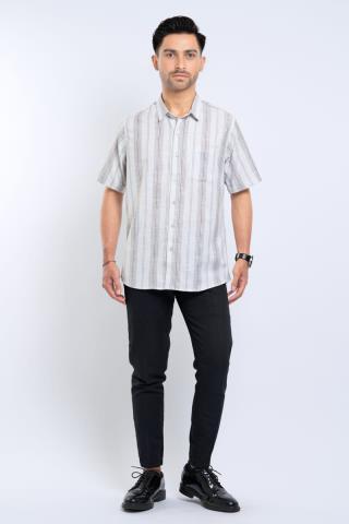 Hassenda Kemeja Pria Pendek Edison Pewter Grey