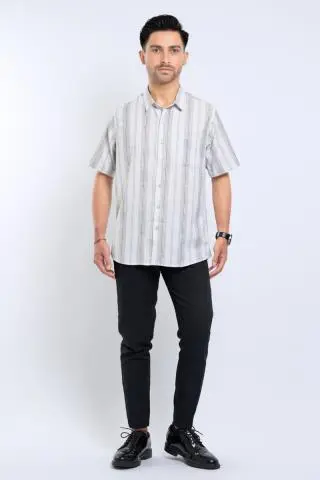 Hassenda Kemeja Pria Pendek Edison Pewter Grey