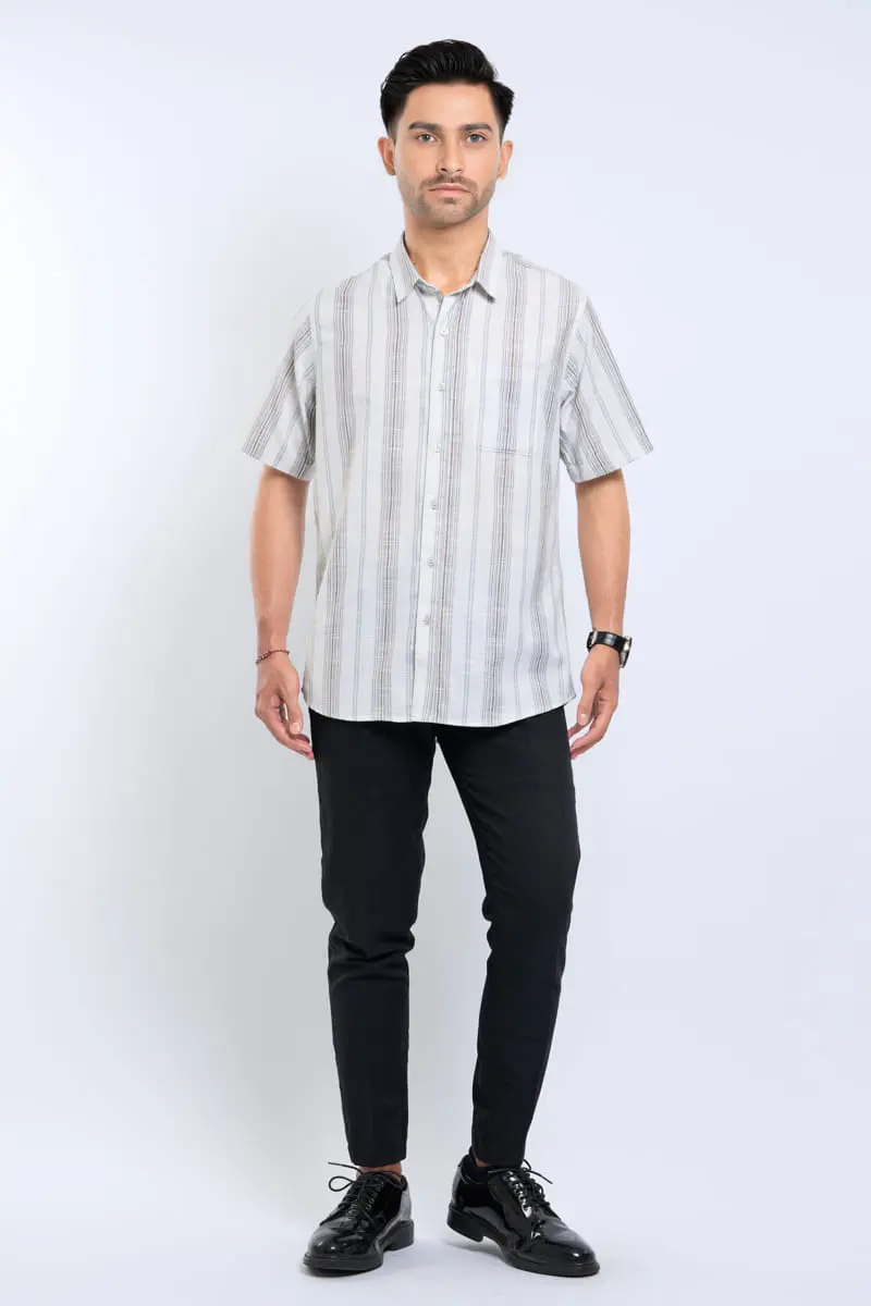 Hassenda Kemeja Pria Pendek Edison Pewter Grey