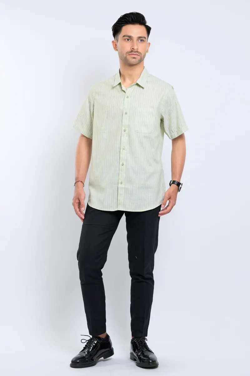 Hassenda Kemeja Pria Pendek Edison Tea Green