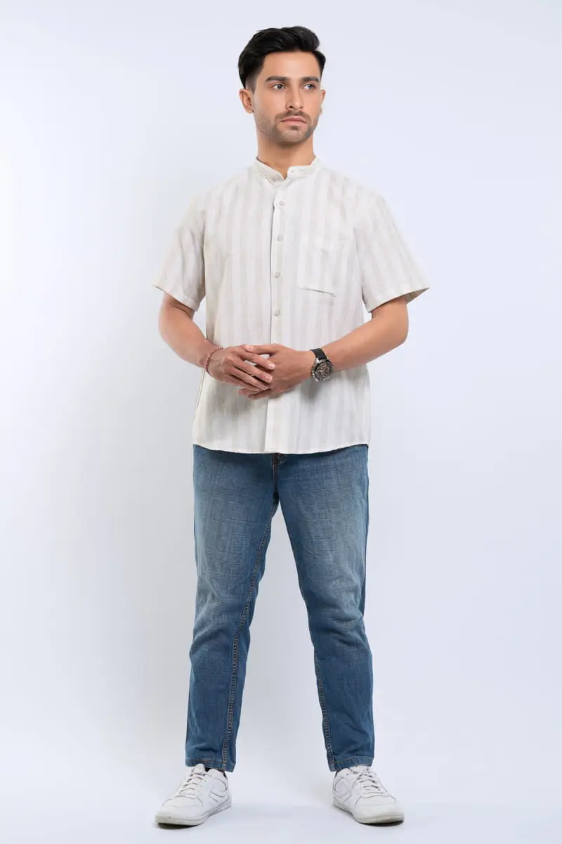 Hassenda Baju Koko Pria Pendek Adzra Ivory