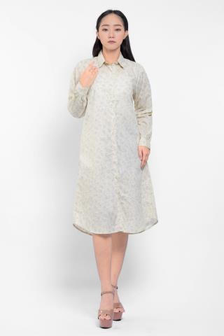 Puricia Dress Wanita Midi Motif Edlyn Cosmic Latte