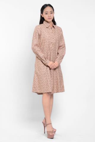 Puricia Dress Wanita Midi Motif Katun Fayre Ivory