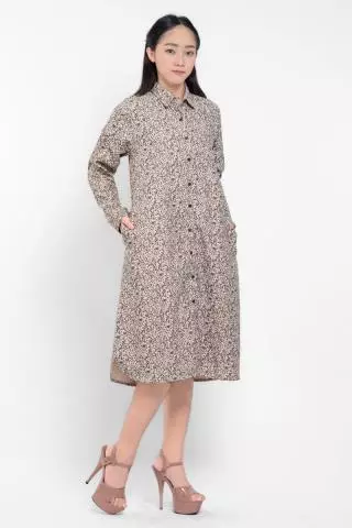 Puricia Dress Wanita Midi Motif Katun Lavina Thunder