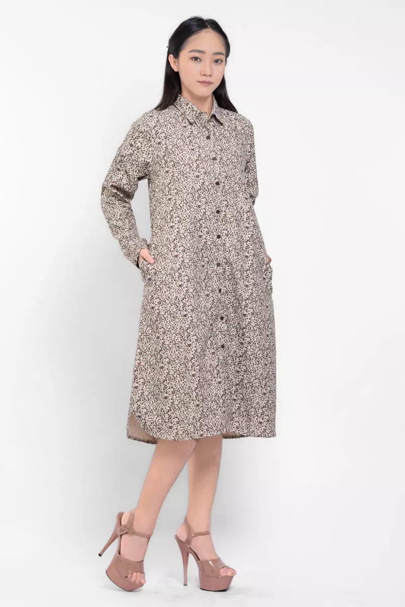 Puricia Dress Wanita Midi Motif Katun Lavina Thunder