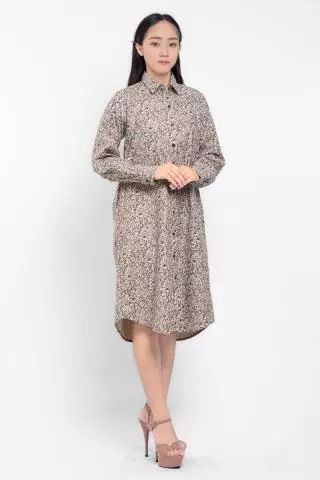 Puricia Dress Wanita Midi Motif Katun Nidia Cloud