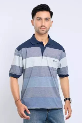 Hassenda Kaos Polo Pria Salur Lukes Steel Blue