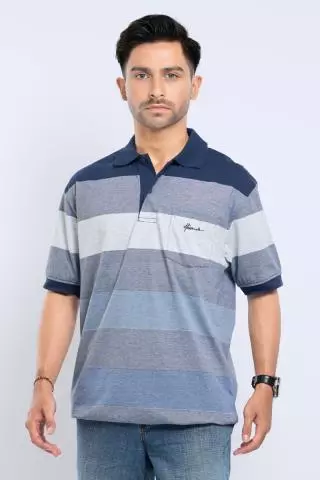 Hassenda Kaos Polo Pria Salur Big Size Lukes Steel Blue