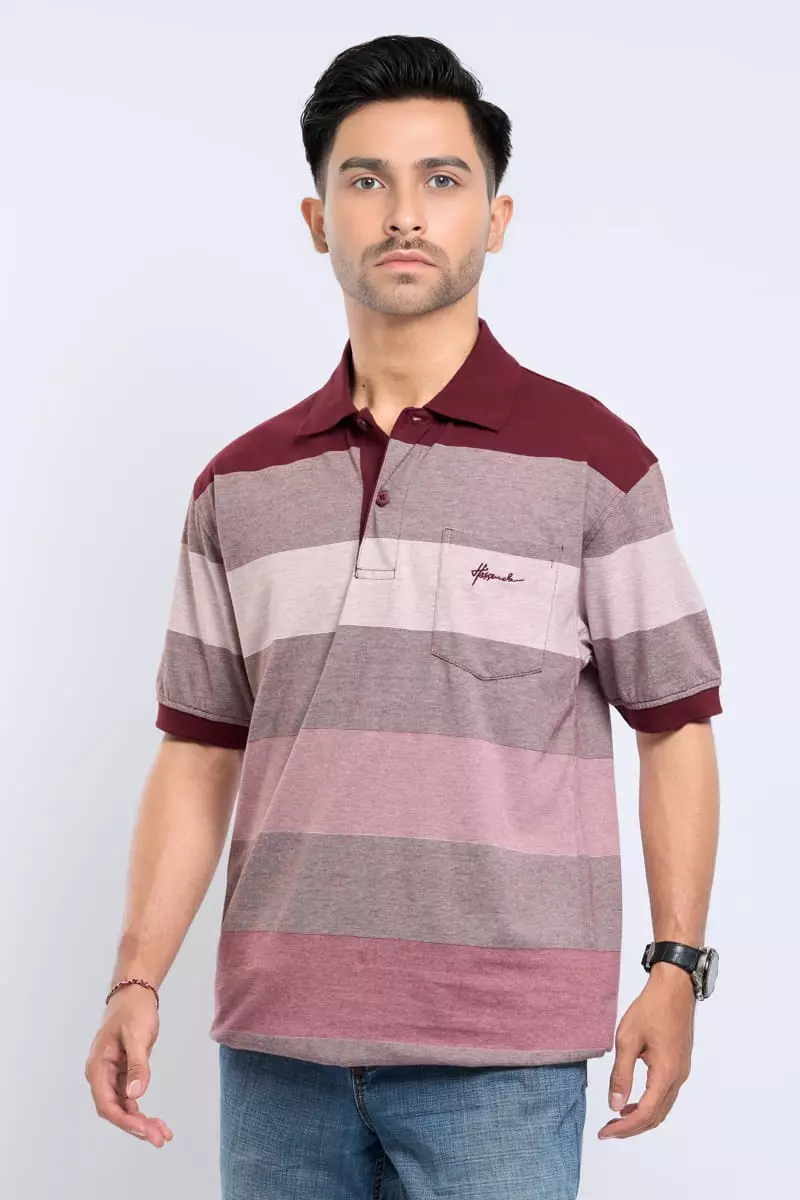 Hassenda Kaos Polo Pria Salur Big Size Lukes Burgundy