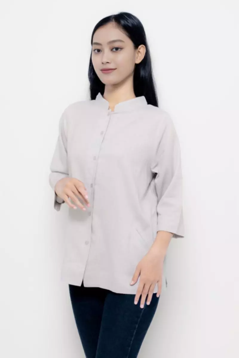 Puricia Blouse Wanita Polos Diantey Grey