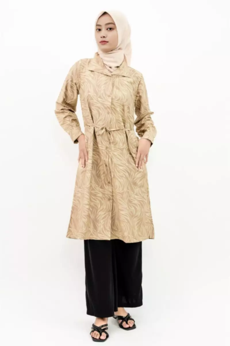 Puricia Dress Wanita Motif Dahyun Brown
