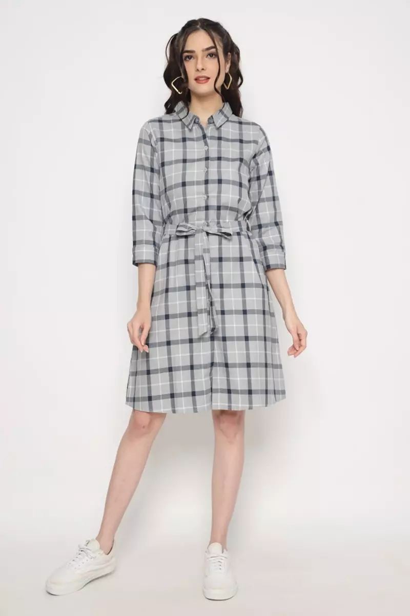 Puricia Dress Wanita Motif Freya Shadow Gray