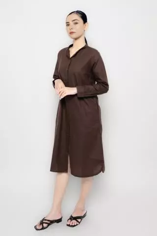 Puricia Dress Wanita Polos Fisca Dark Choco