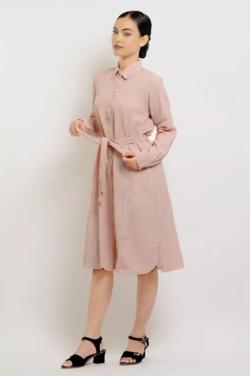 Puricia Dress Wanita Polos Ashana Pink