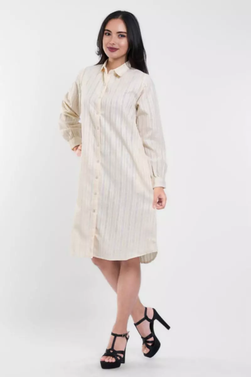 Puricia Midi Dress Erina Stripes Dress Cream