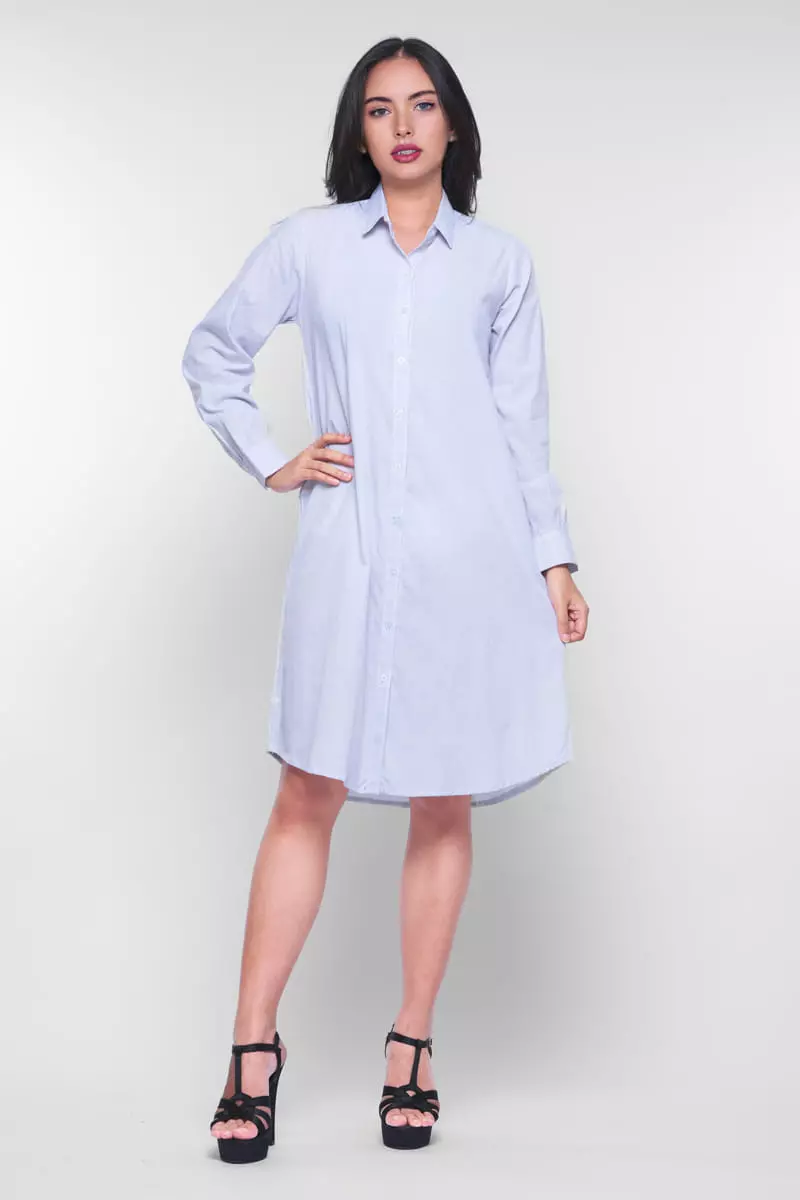 Puricia Dress Wanita Lengan Panjang Aleya Biru Muda