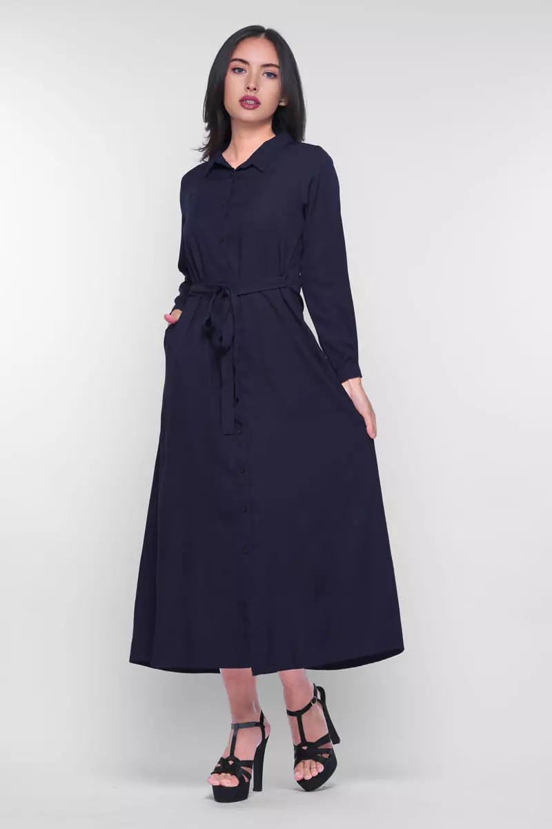 Puricia Gamis Polos Dress Muslim Ayesha Navy