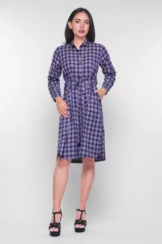 Puricia Dress Flanel Kotak Alika Navy