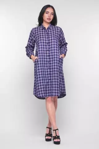 Puricia Dress Flanel Kotak Alisha Navy