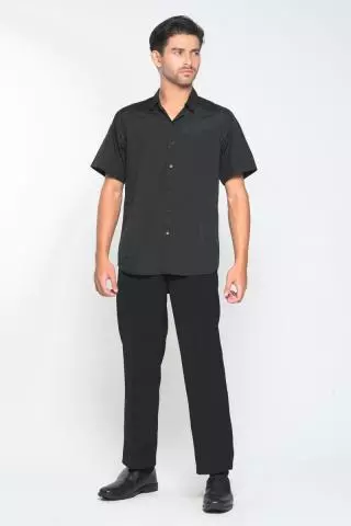 Hassenda Kemeja Pria Polos Matt Hitam