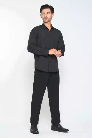 Hassenda Kemeja Pria Polos Fritz Hitam