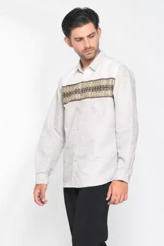 Hassenda Kemeja Pria Motif Kenji Coklat